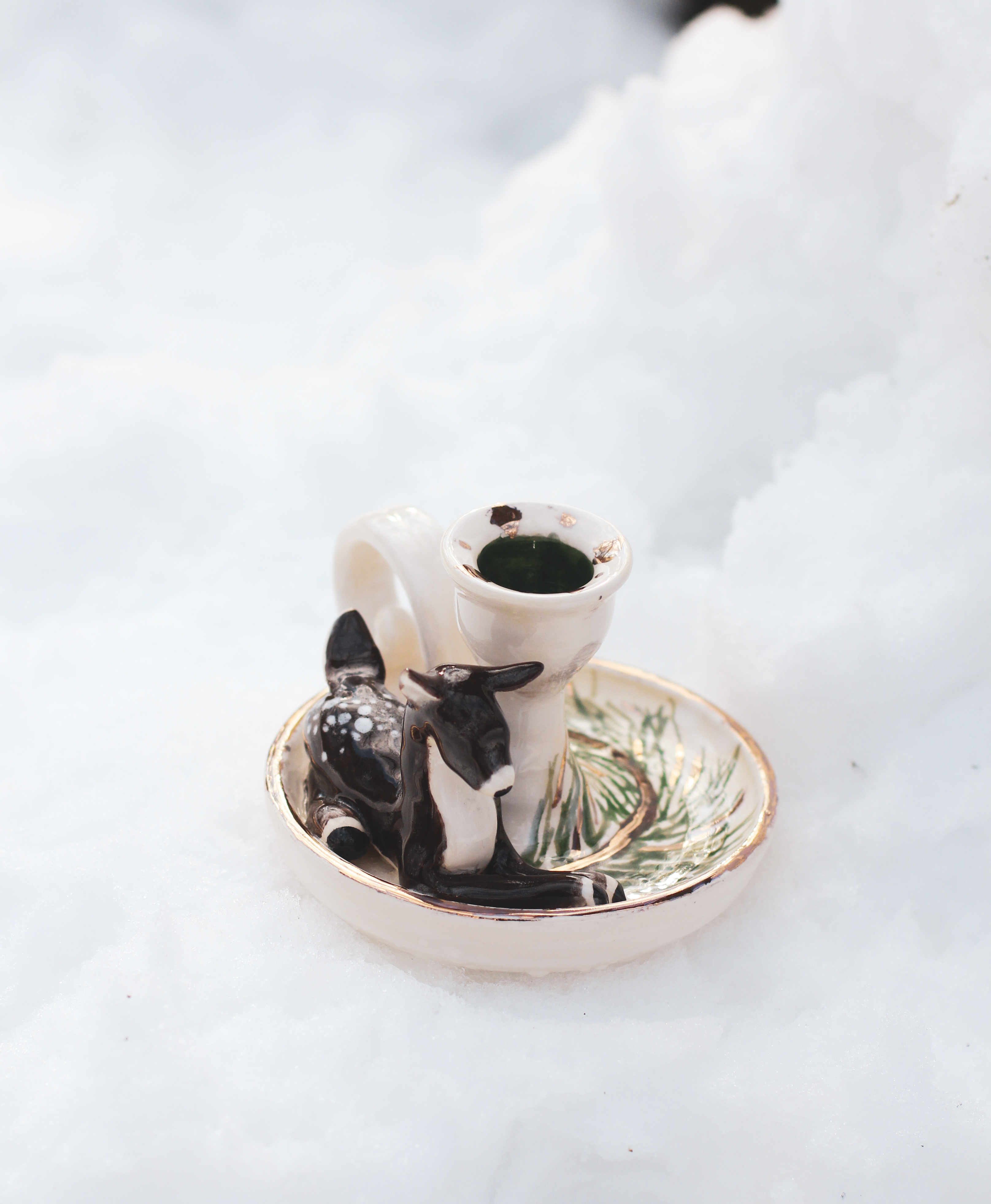 Deer candle taper holder