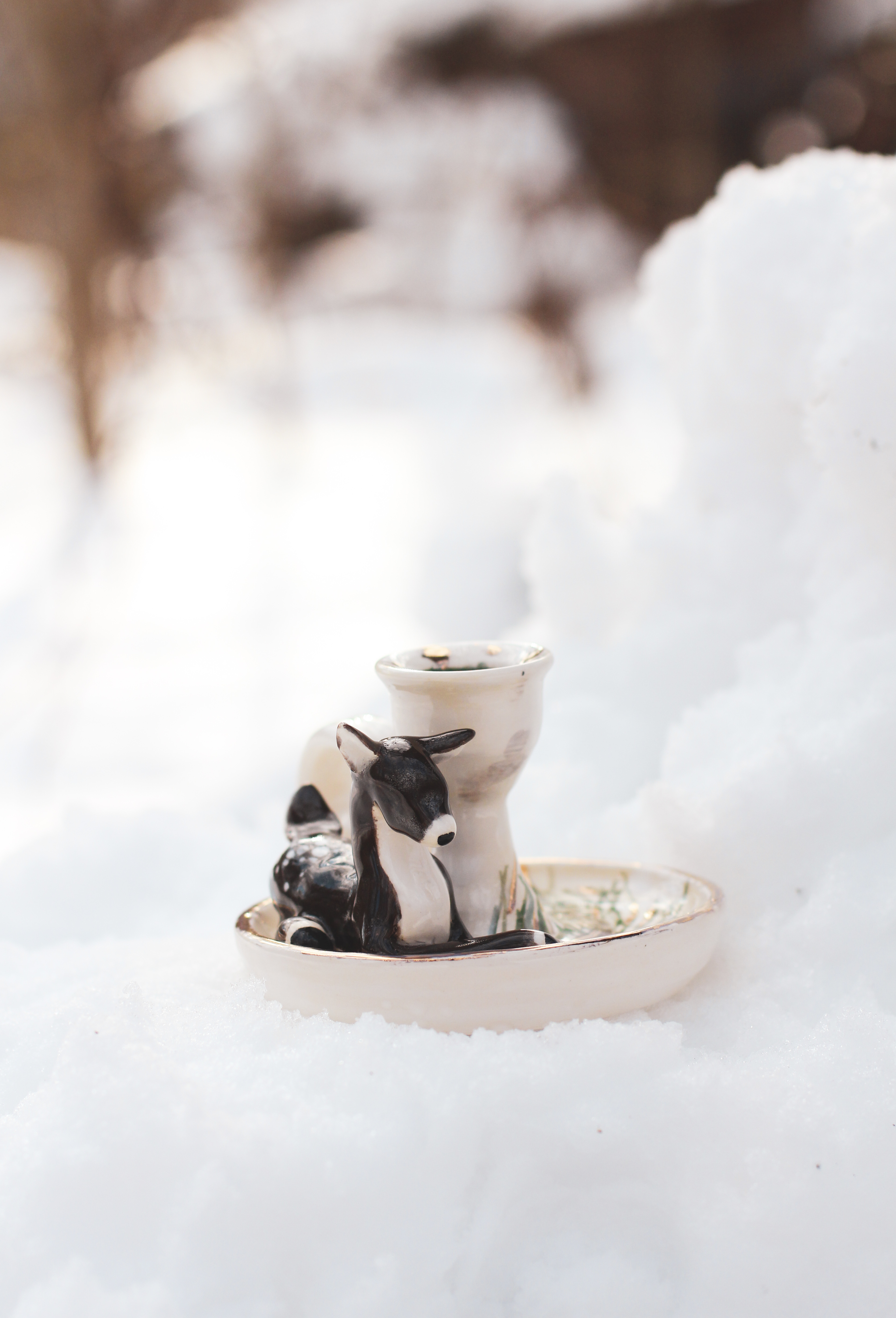 Deer candle taper holder