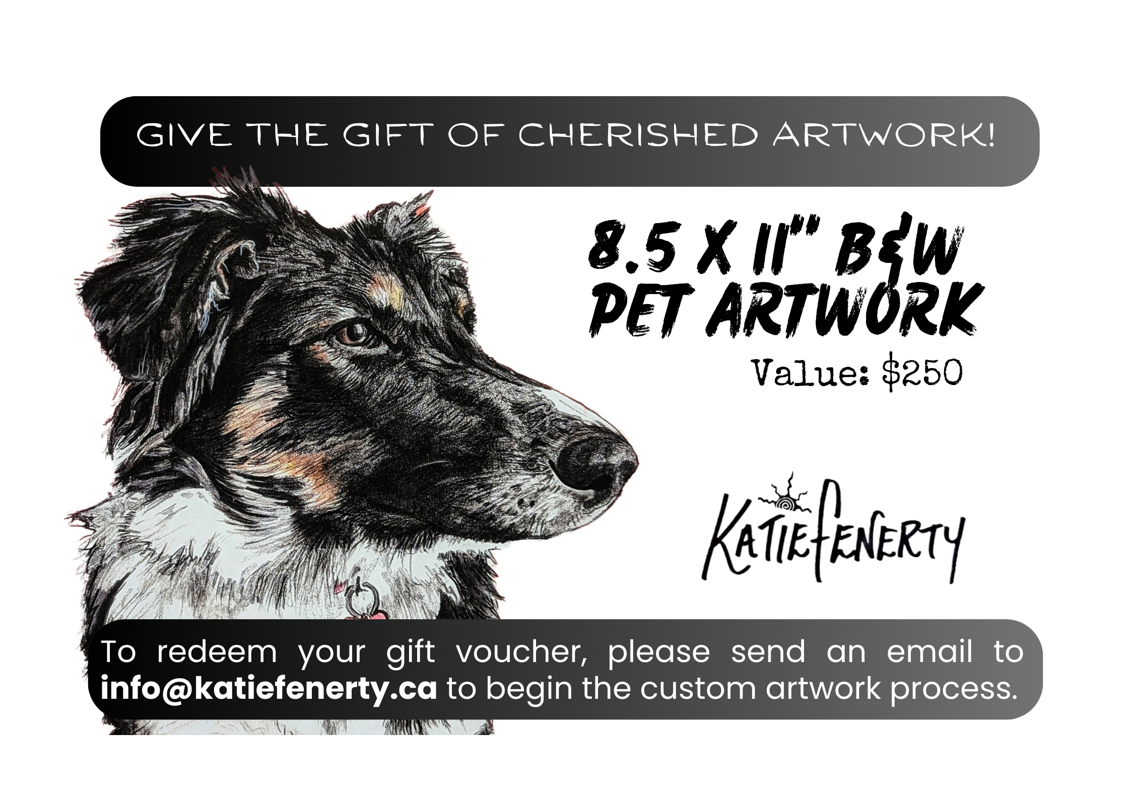 8.5 x 11" Black & White Pet Artwork