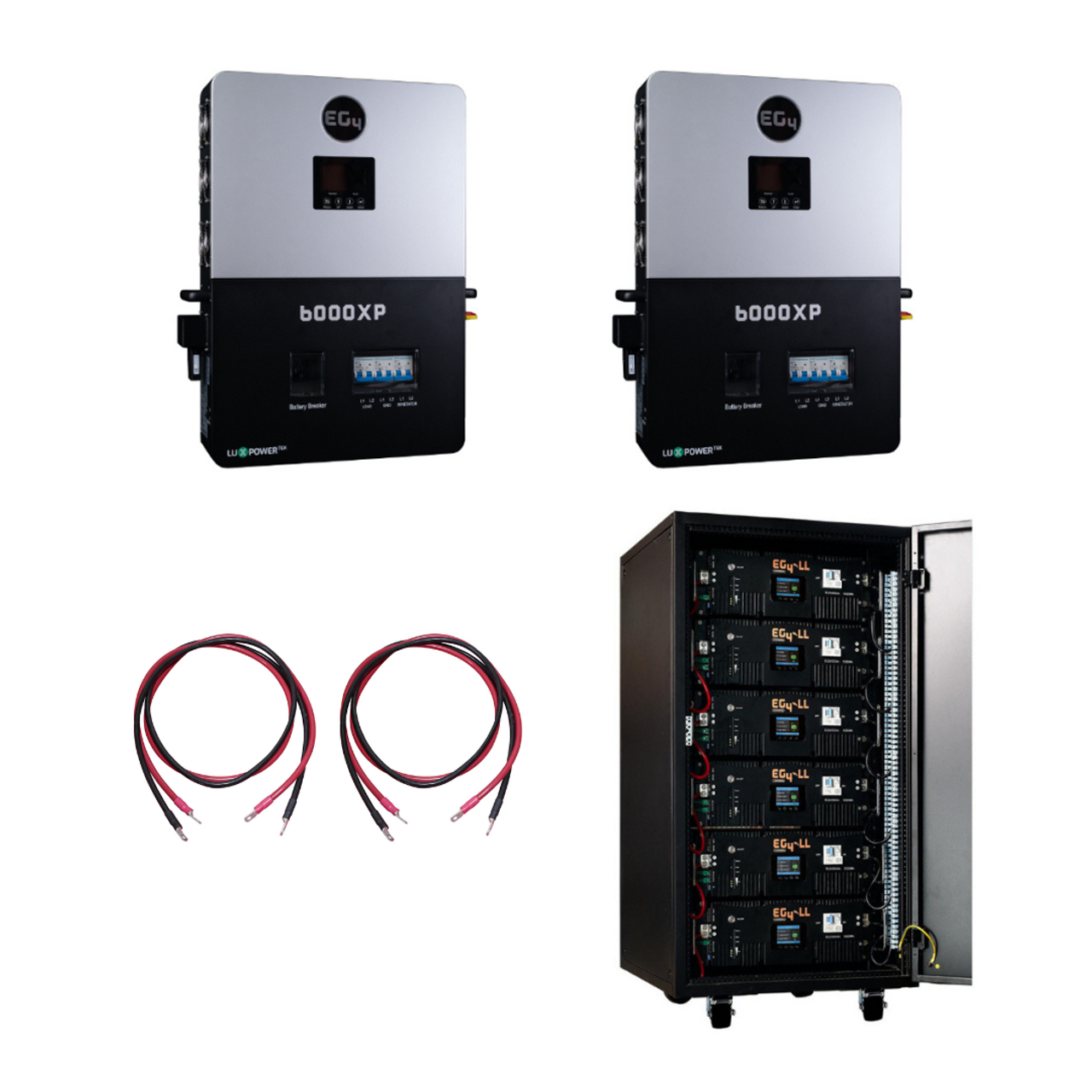 Off-Grid EG4 System Bundle - 12kW 120/240V Output / 48VDC - 30.72kWh EG4 Lithium Battery Bank | 2 x EG4 6000XP | 6x EG4 Server Rack Batteries [BNDL-E0008]
