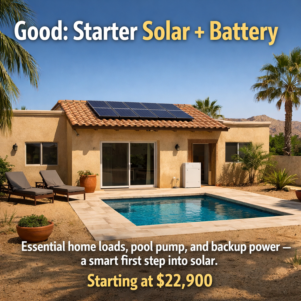 Starter Solar + Battery System (Home & Pool Pump)