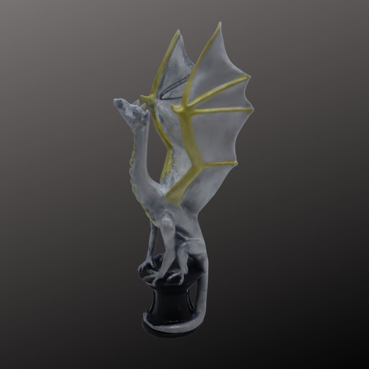 DRAGON gris sur socle