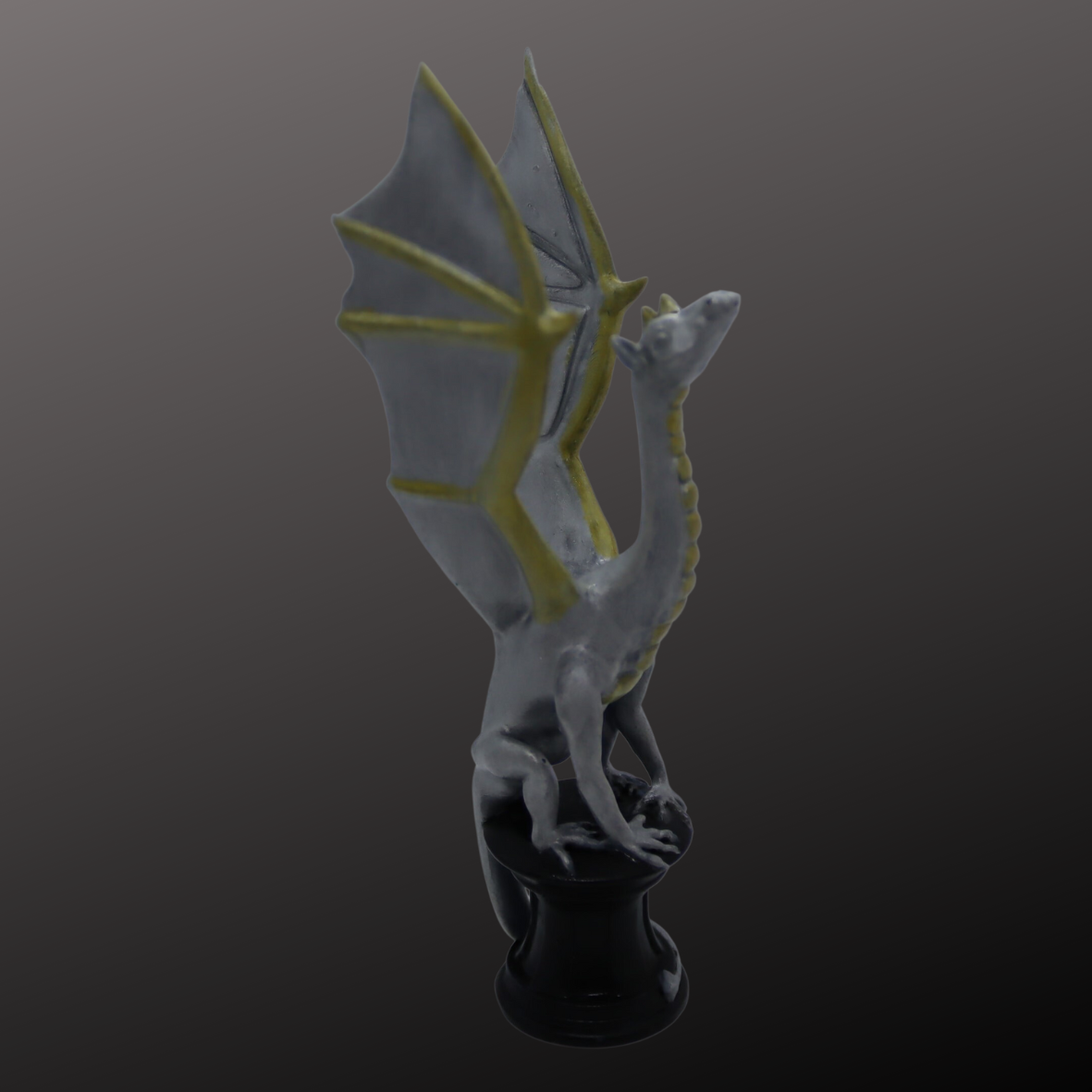 DRAGON gris sur socle