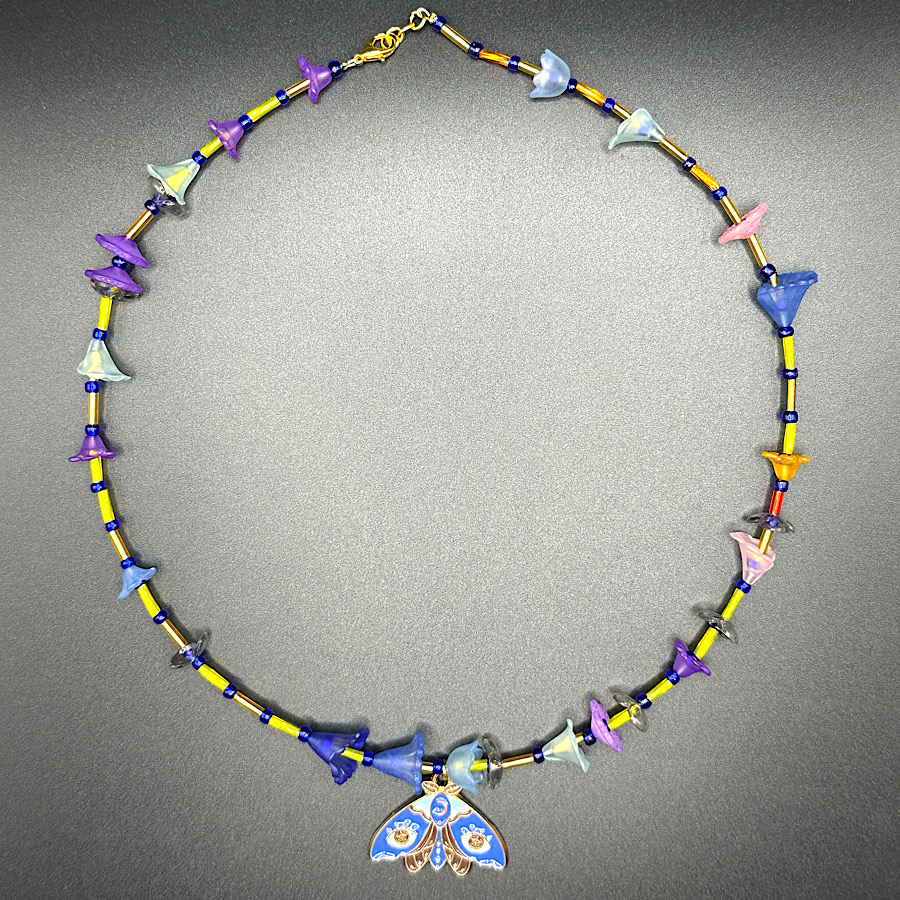 Night Pollinator Iris Flower Necklace