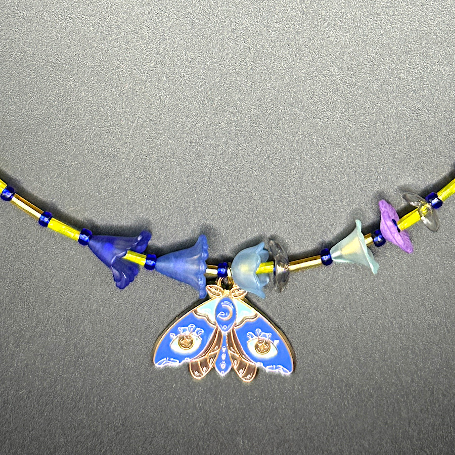 Night Pollinator Iris Flower Necklace