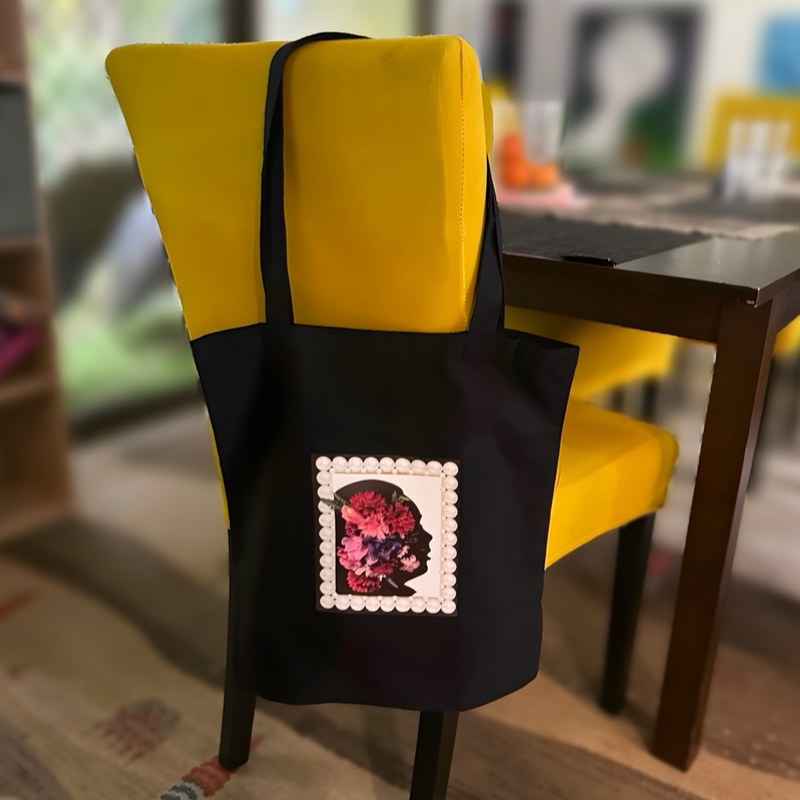 Flowers in my Mind Black Tote Bag