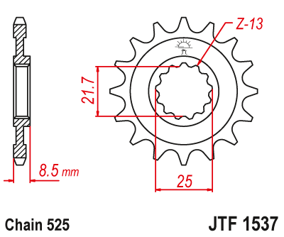 Priekinė žvaigždė JT Sprockets JTF1537RB  15 dantukų Kawasaki