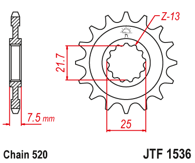 Priekinė žvaigždė JT Sprockets JTF1536RB  16 dantukų Kawasaki