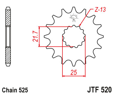 Priekinė žvaigždė JT Sprockets JTF520RB  16 dantukų Kawasaki