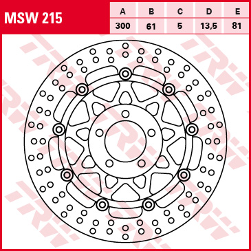 Priekinių stabdžių diskas TRW MSW215 Kawasaki