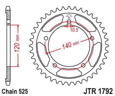 Galinė žvaigždė JT Sprockets JTR1792 - 42 dantukai, Suzuki, Triumph