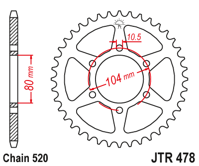 Galinė žvaigždė JT Sprockets JTR478 - 46 dantukai Kawasaki CFmoto