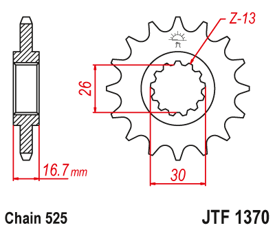 Priekinė žvaigždė JT Sprockets JTF1370RB  15 dantukų 