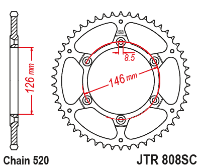 Galinė žvaigždė JT Sprockets JTR808SC  47 dantukai