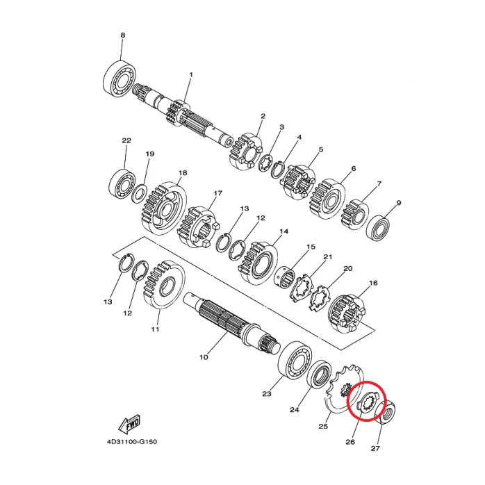 Priekinės žvaigždės poveržlė Yamaha 902152326500