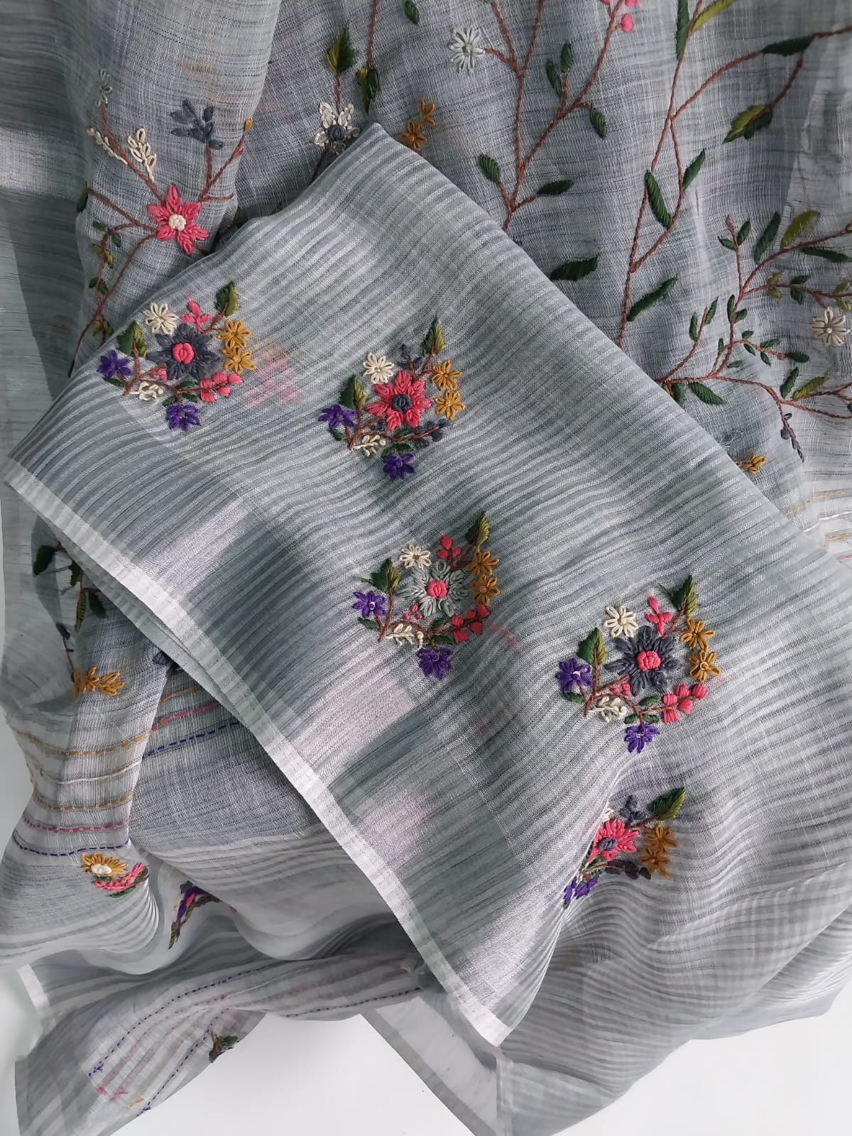 Original Linen Saree with Handwork