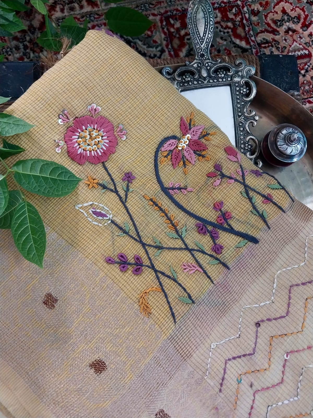 Original Kota Tissue Saree with Handwork