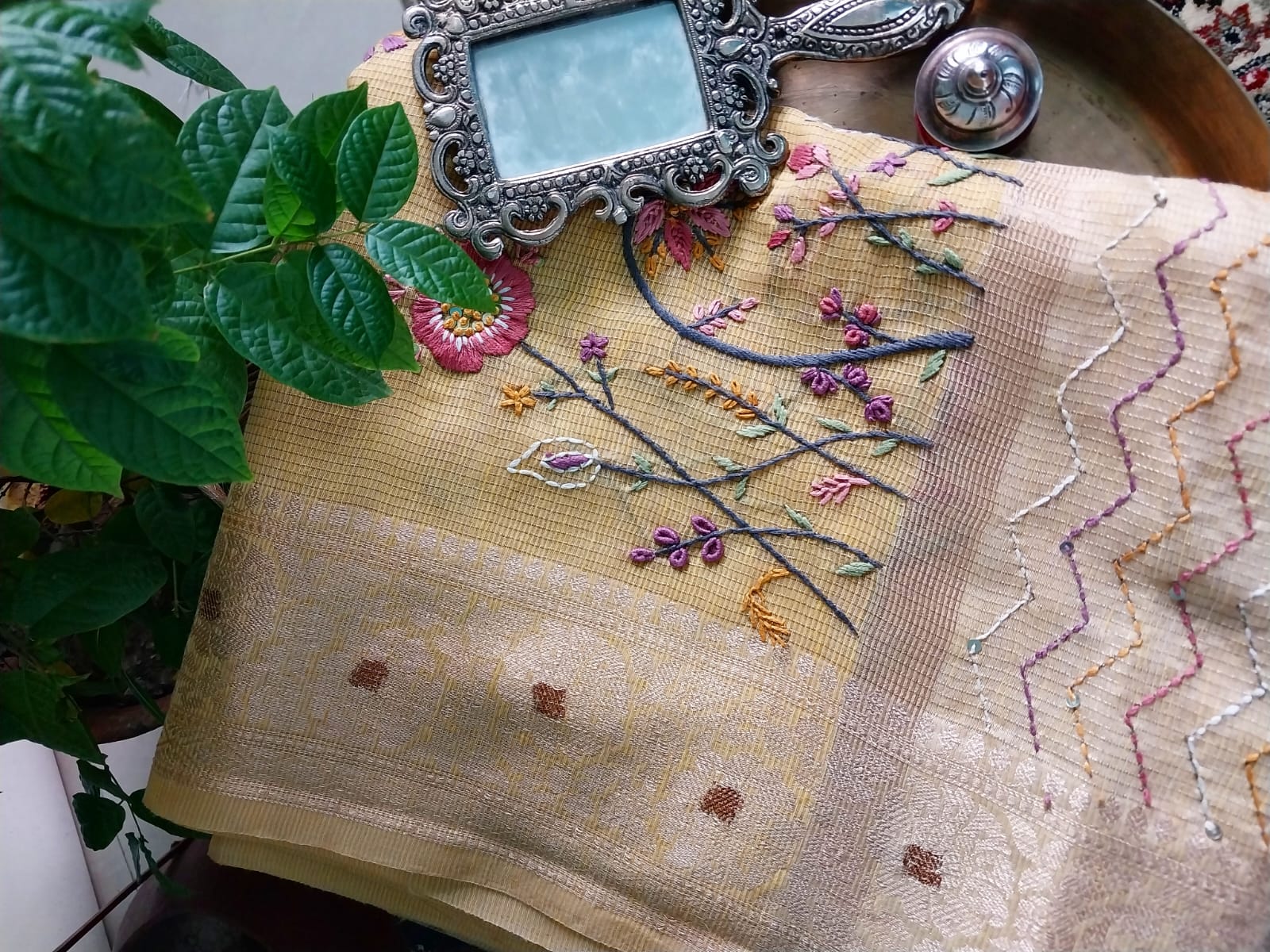 Original Kota Tissue Saree with Handwork