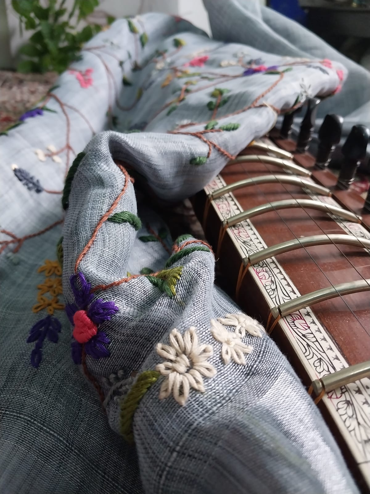 Original Linen Saree with Handwork