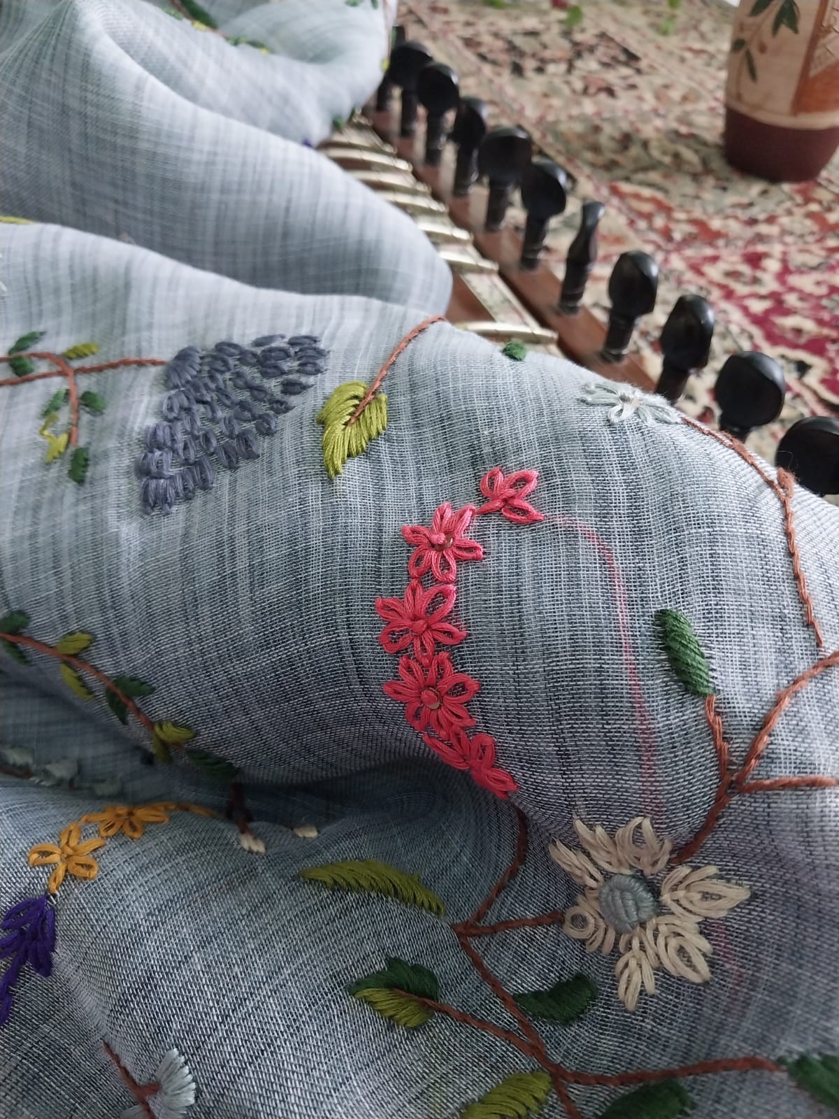 Original Linen Saree with Handwork