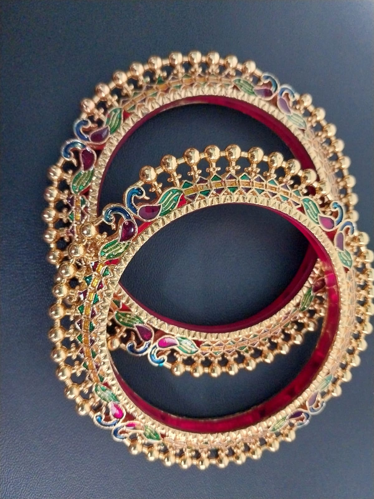 Gold Plated Earrings With Minakari Work