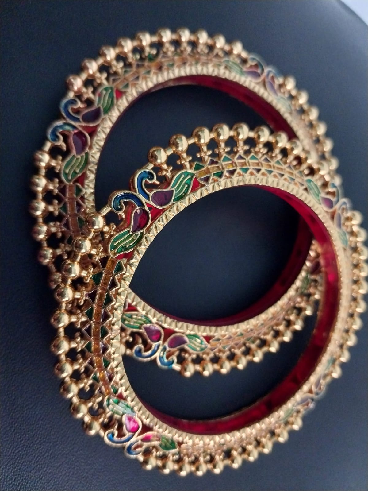 Gold Plated Earrings With Minakari Work