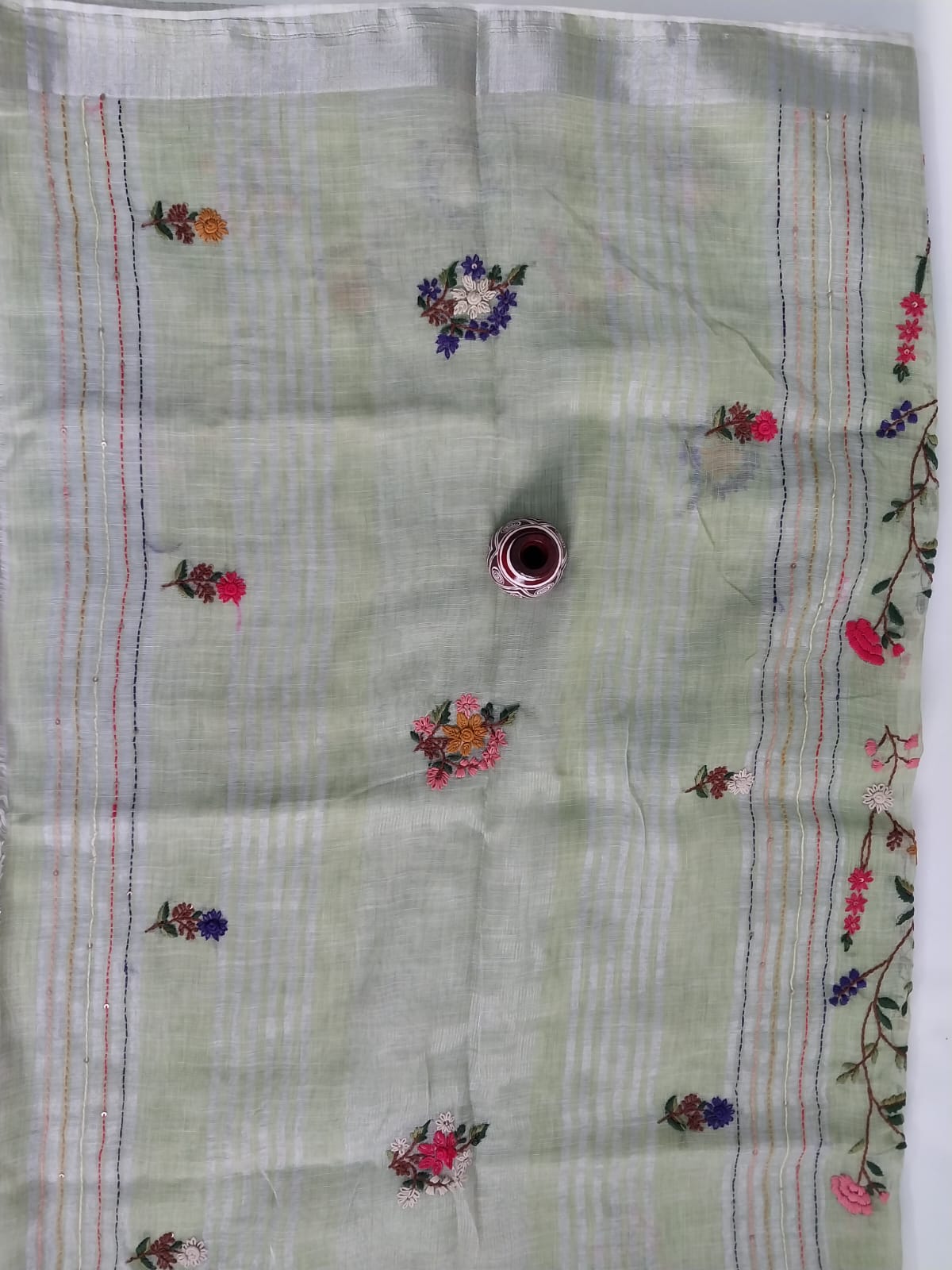 Original Linen Saree with Handwork