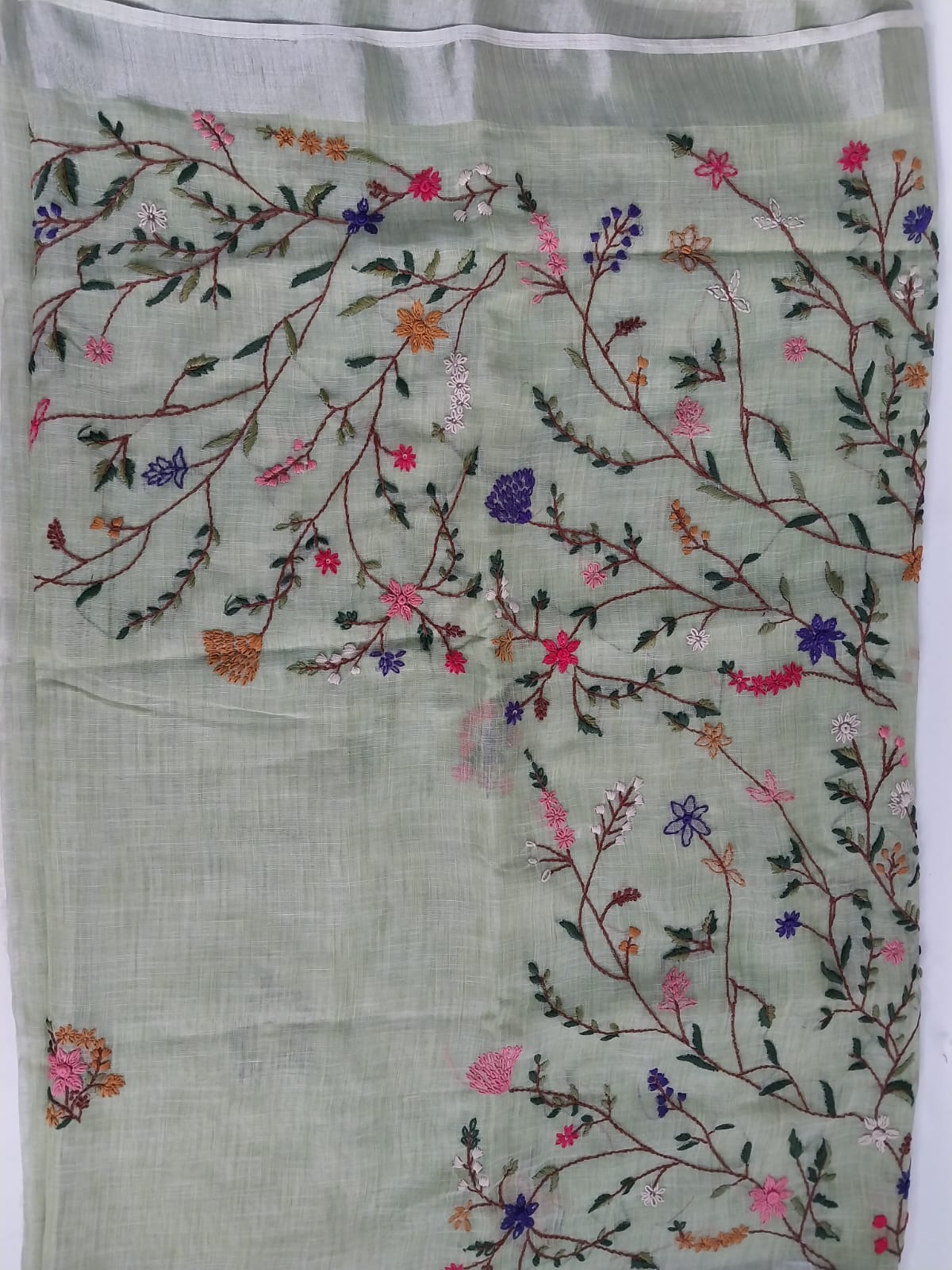 Original Linen Saree with Handwork