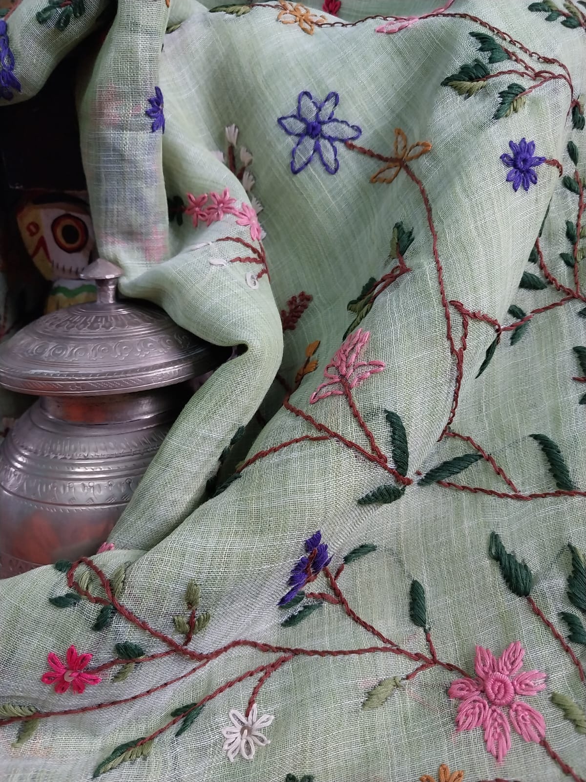 Original Linen Saree with Handwork