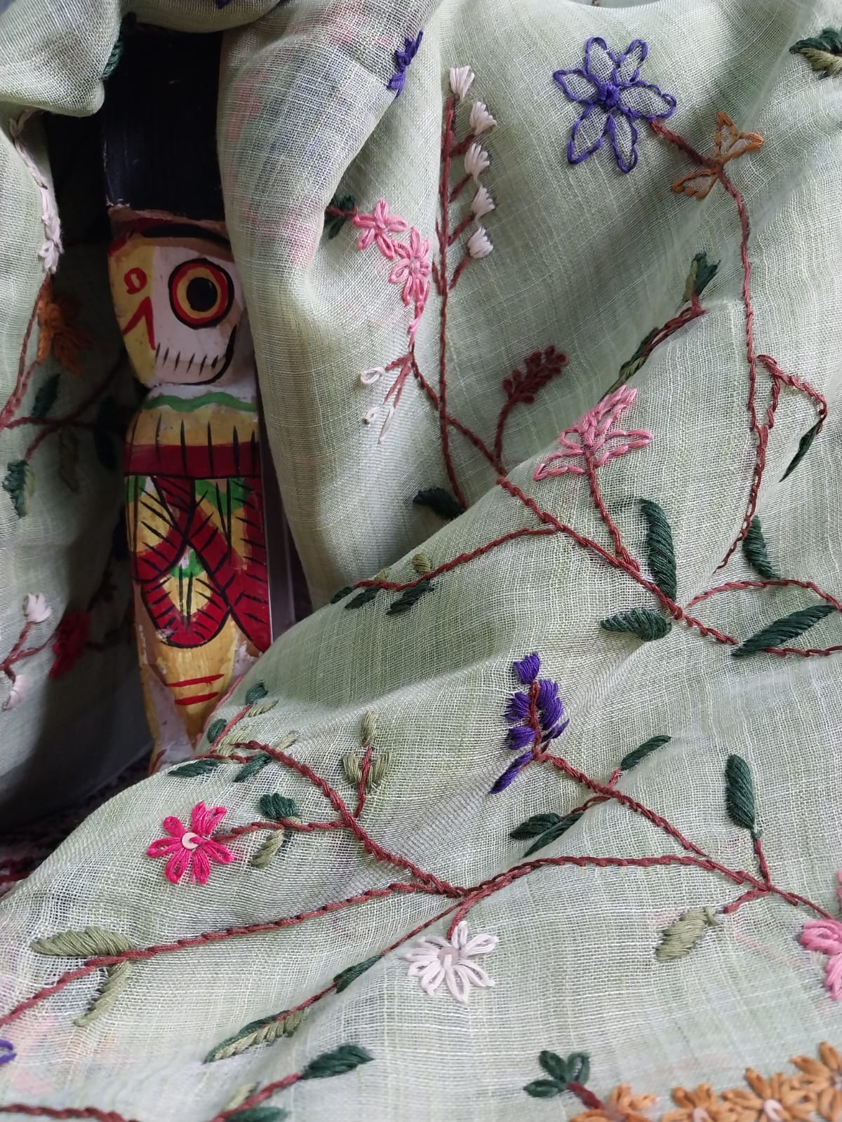 Original Linen Saree with Handwork