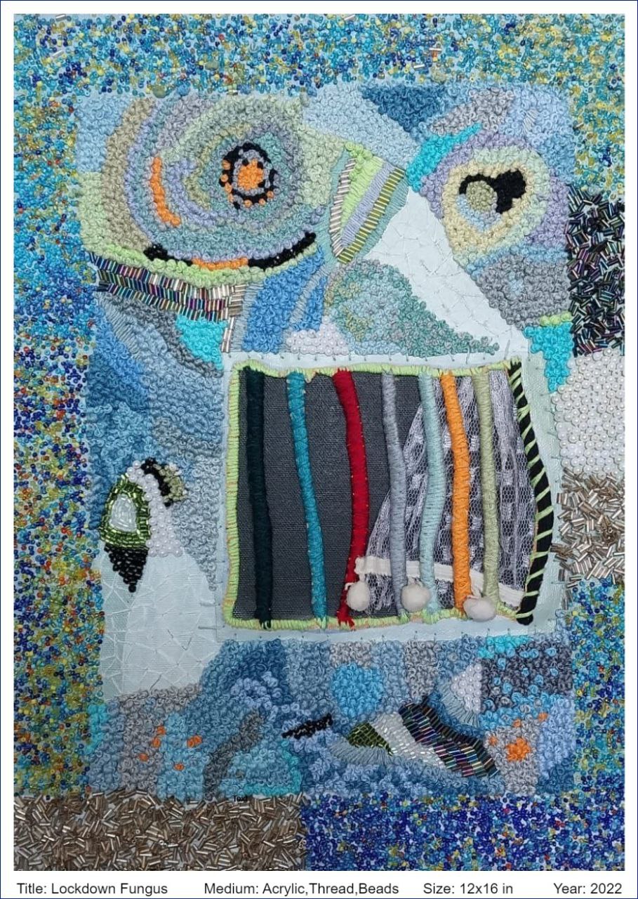 Original Painting on Canvas using Acrylic and Thread work