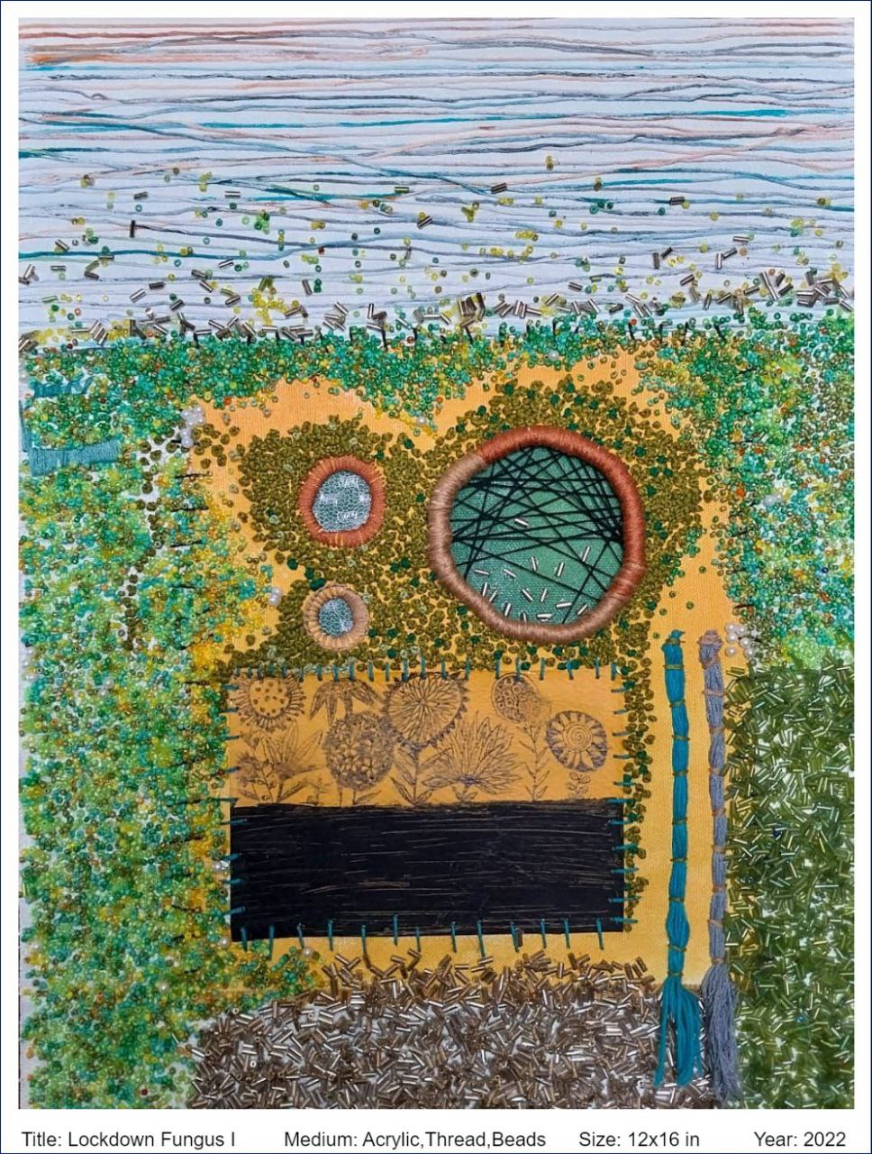 Original Painting on Canvas using Acrylic and Thread work