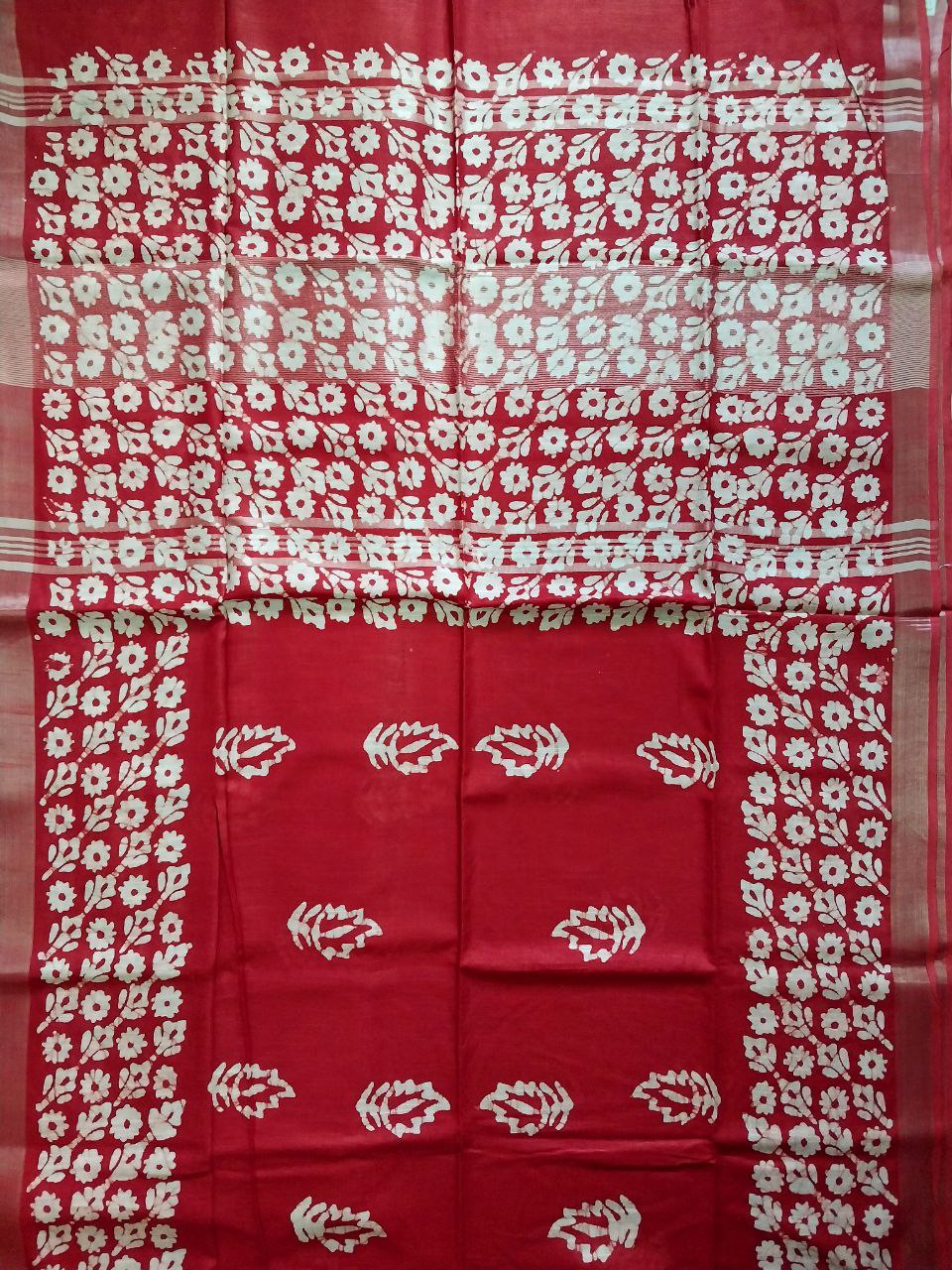 Linen Saree with Batik Print Design