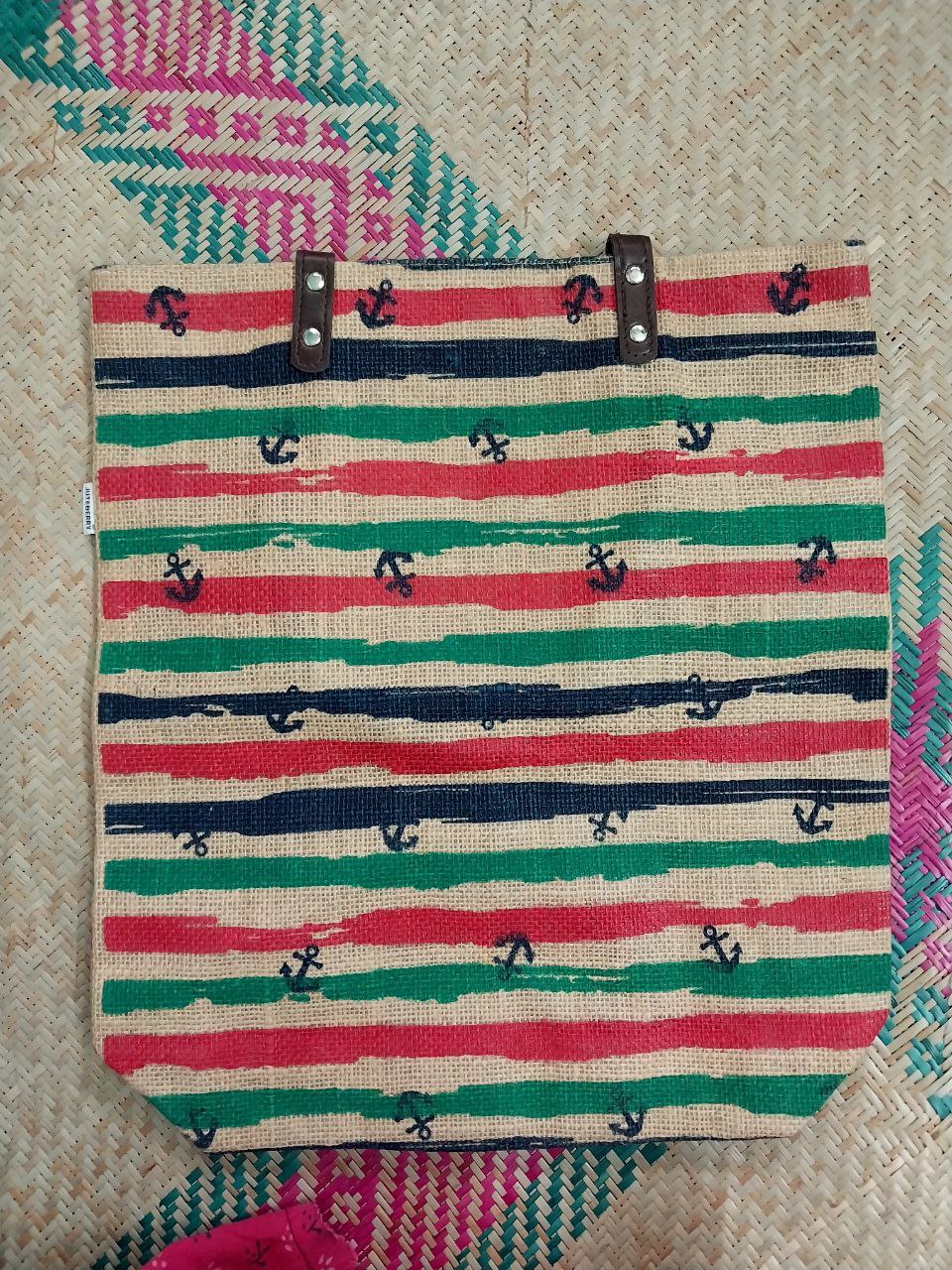 Printed Ladies' Bag made of Jute