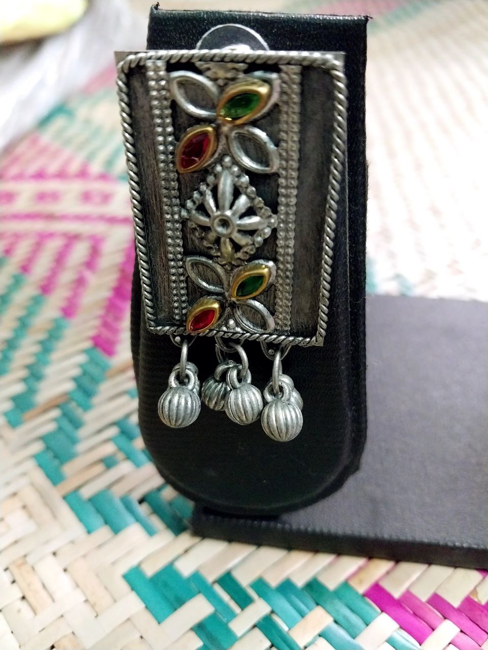 Oxidized Silver Necklace with Earrings