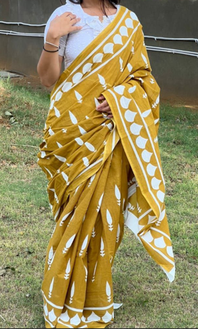 Pure Cotton Saree with Bagru Hand Block Print