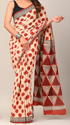 Bagru Hand Block Printed Pure Cotton Saree