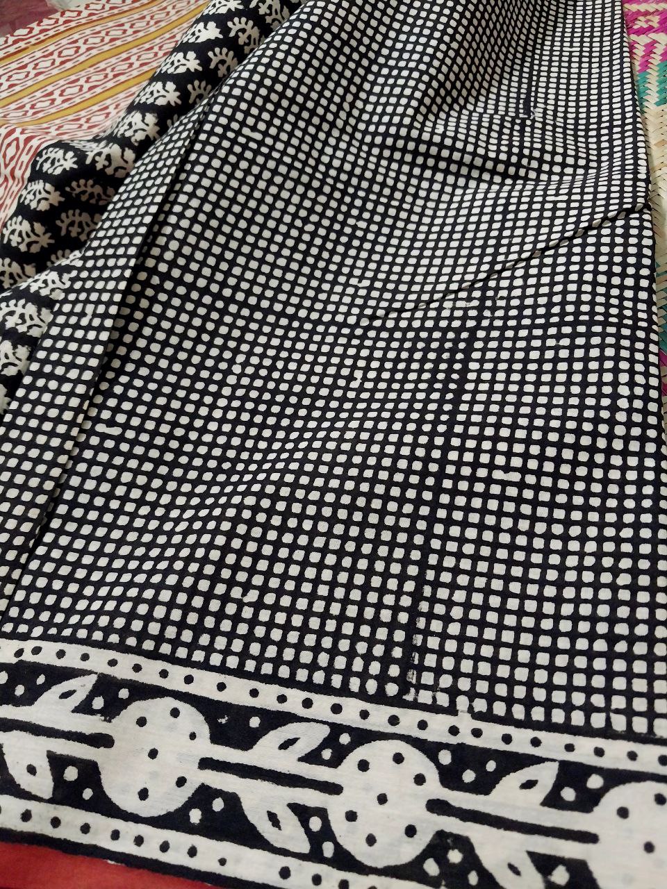 Bagru Hand Block Printed Pure Cotton Saree