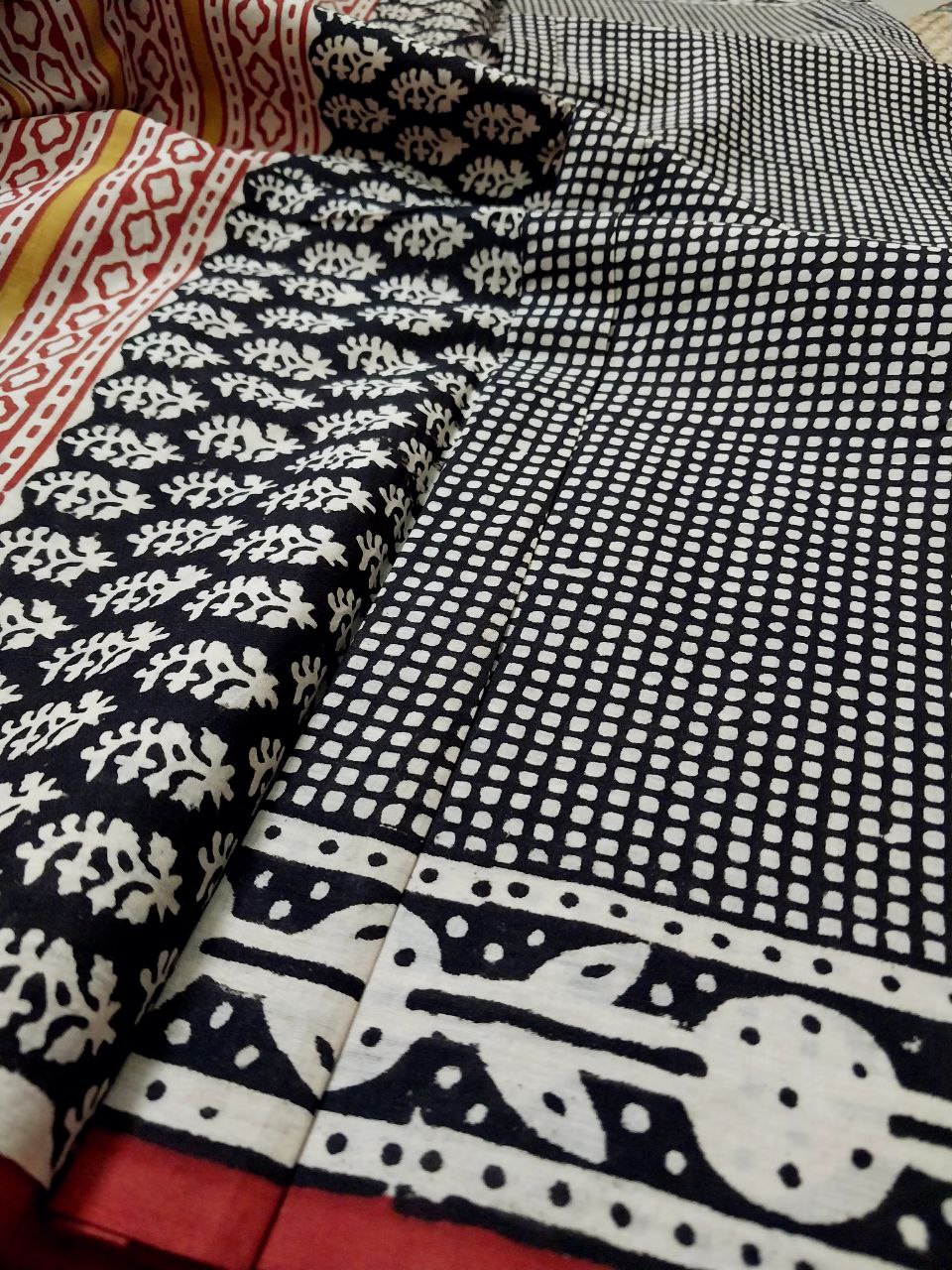 Bagru Hand Block Printed Pure Cotton Saree