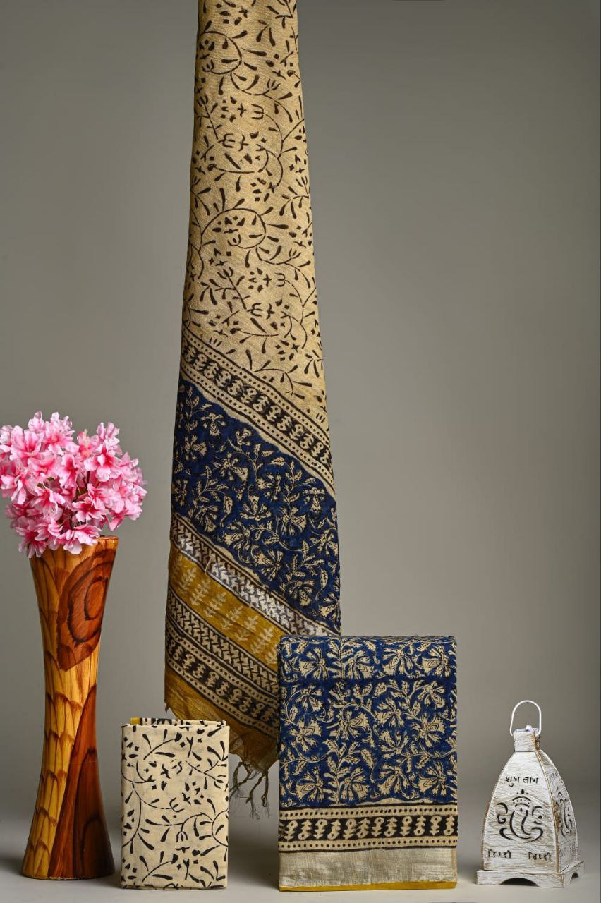 Bagru Hand Block Printed Soft Linen Cotton Suit