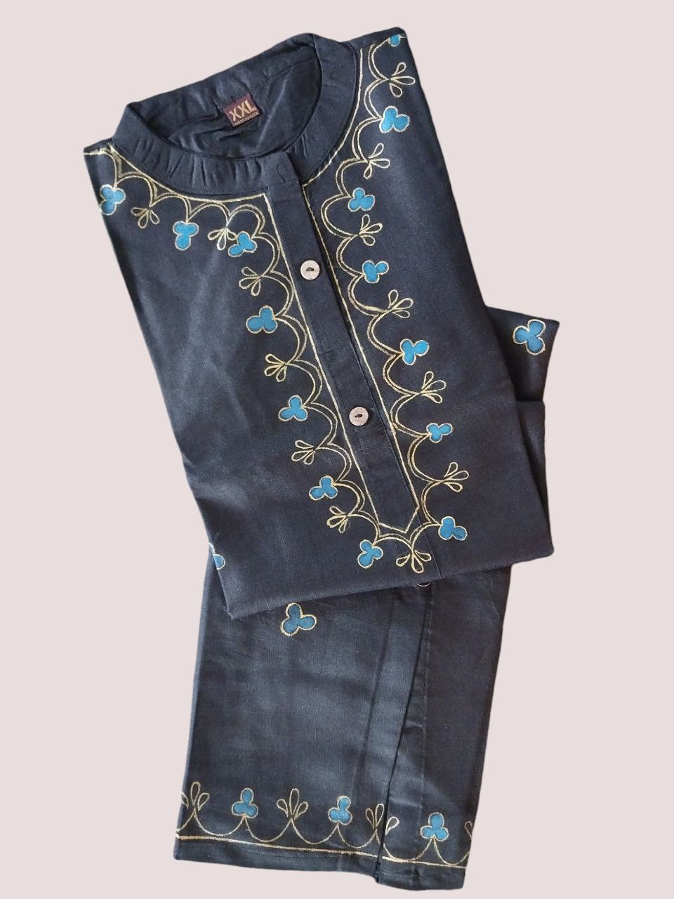 Handpainted Cotton Kurti - Black