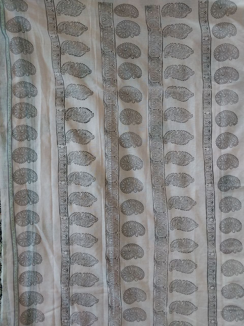 Hand Block Print On Pure Cotton Begumpuri Saree