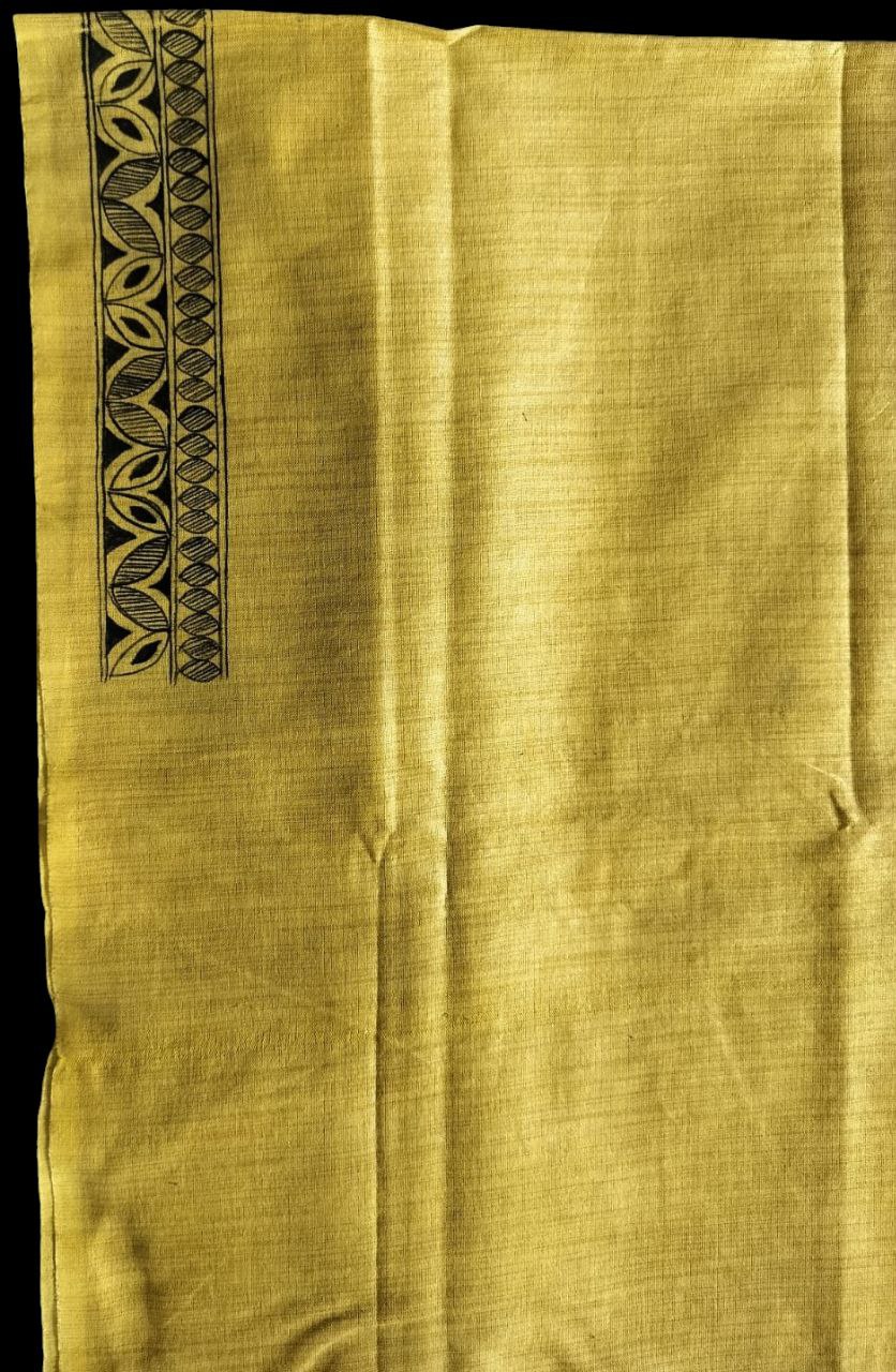 Handpainted Madhubani Semi Tussar Kurti & Dupatta