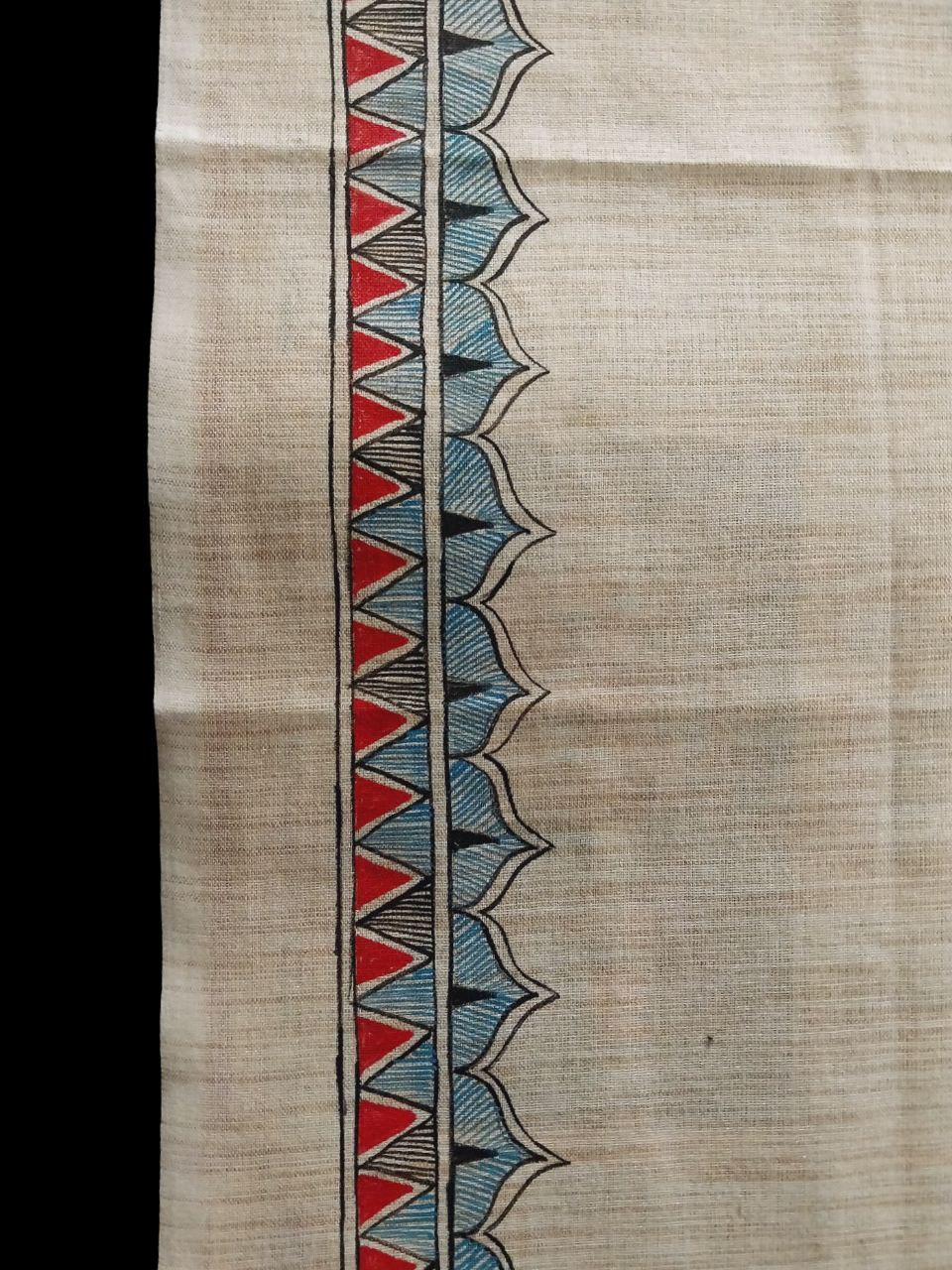 Handpainted Madhubani Semi Tussar Kurti & Dupatta