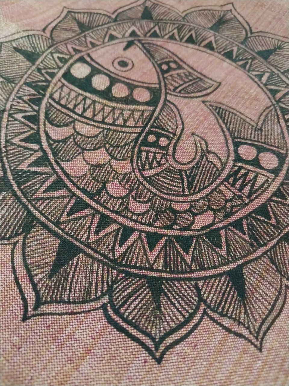 Handpainted Madhubani Semi Tussar Kurti & Dupatta