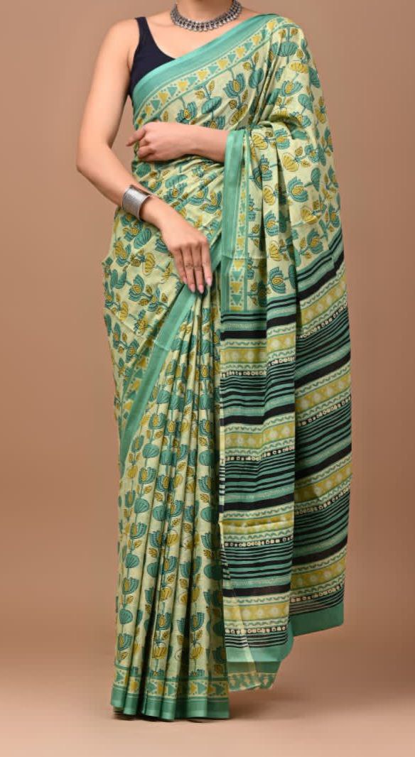 Bagru Hand Block Printed Pure Cotton Saree