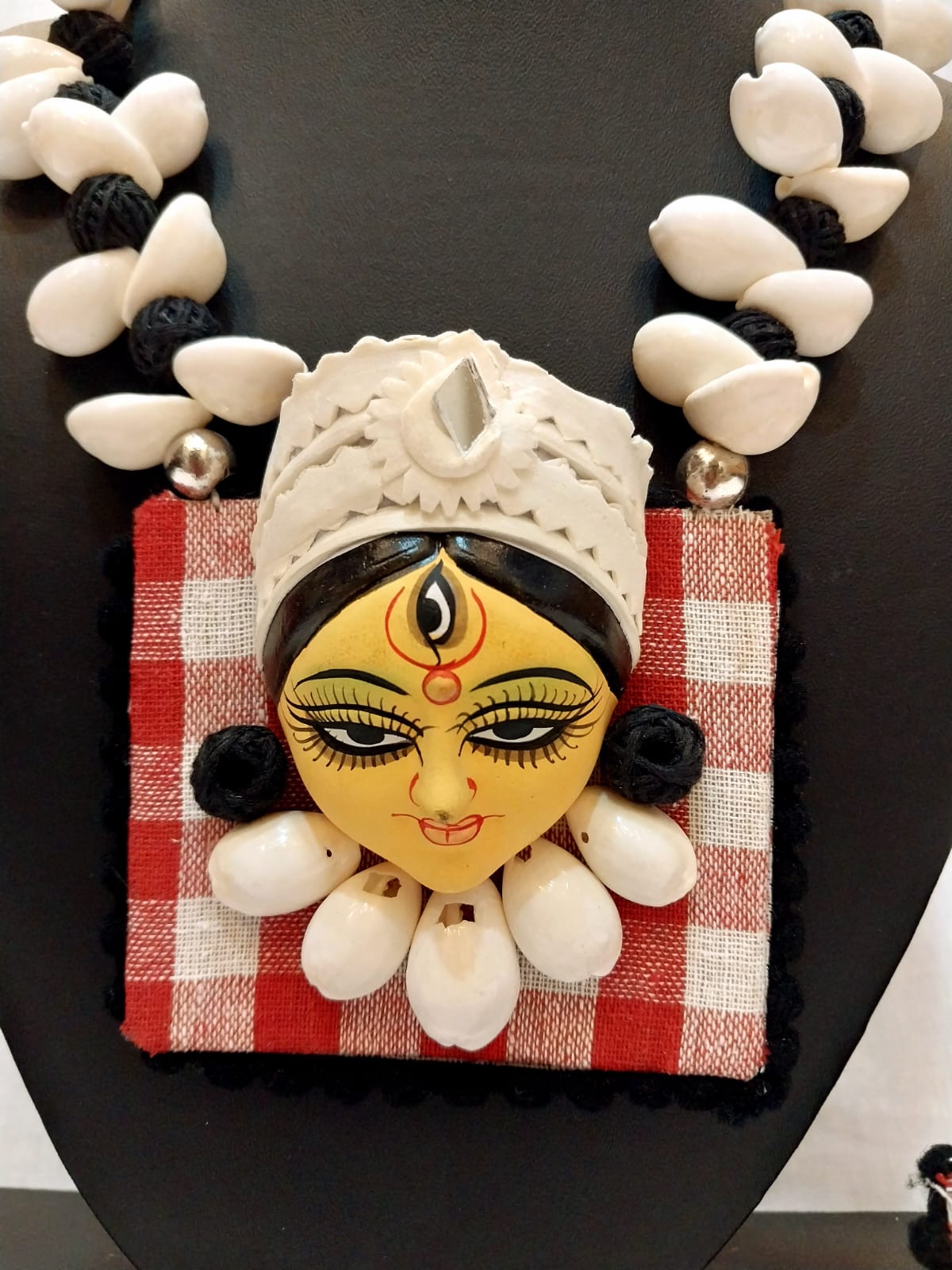 Necklace made of Clay, Fabric, কড়ি (Small Cowrie shell) and Thread