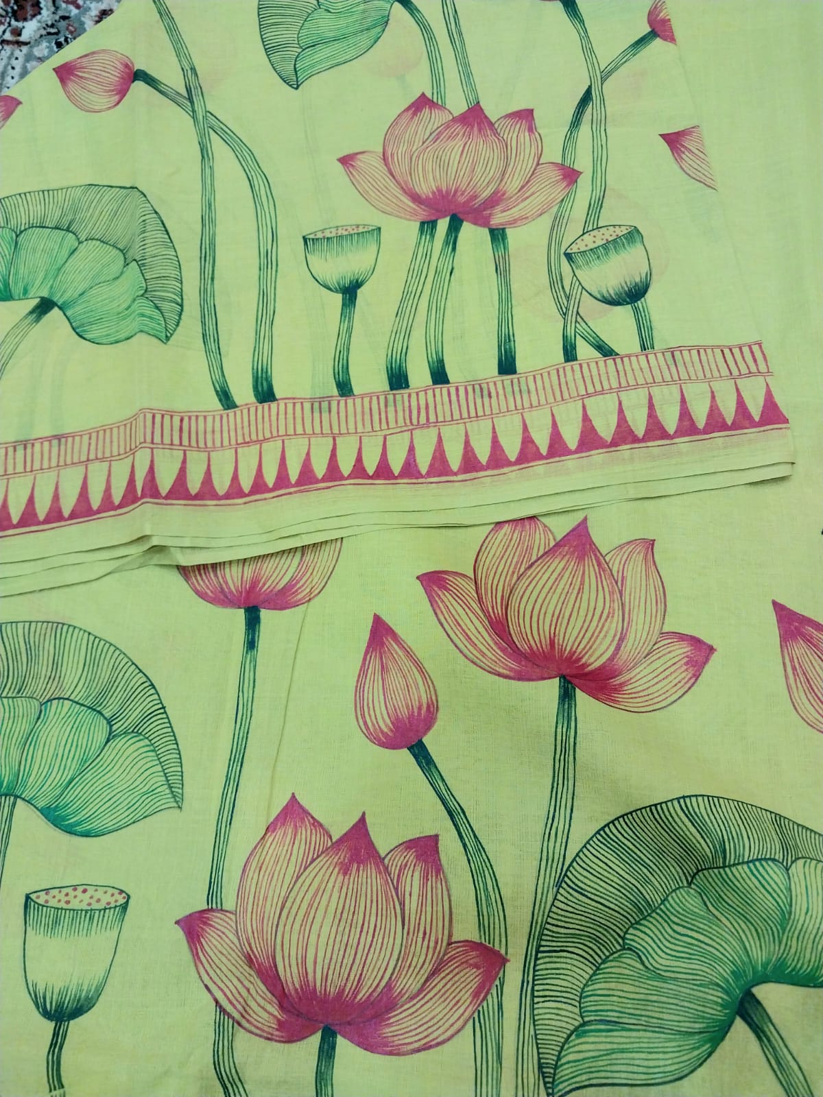 Kalamkari Hand-Painted Saree on Pure Cotton Saree