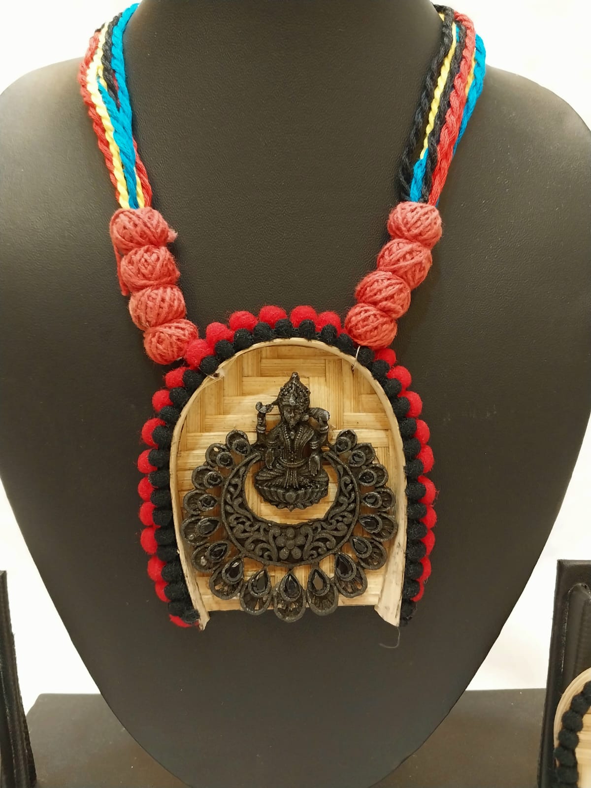 Necklace made of Oxidized Silver, Fabric, কড়ি (Small Cowrie shell) and Thread