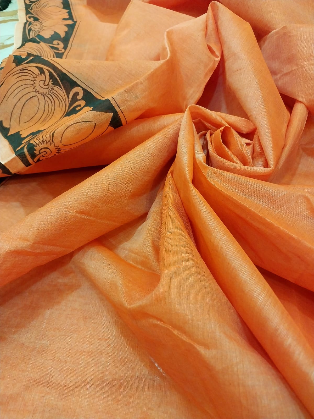 Kalamkari Hand-Painted Saree on Semi Tussar